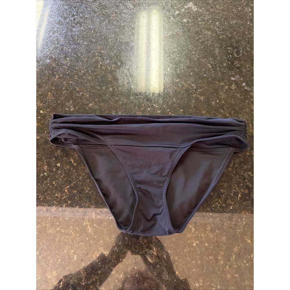 Victoria's Secret Black Swimsuit Bikini Bottoms Sz M Ruched Swim Beach Wide Band